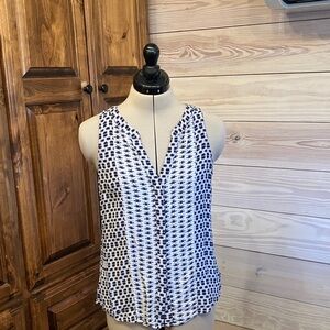 Sanctuary sleeveless button down v neck navy & light grey blouse